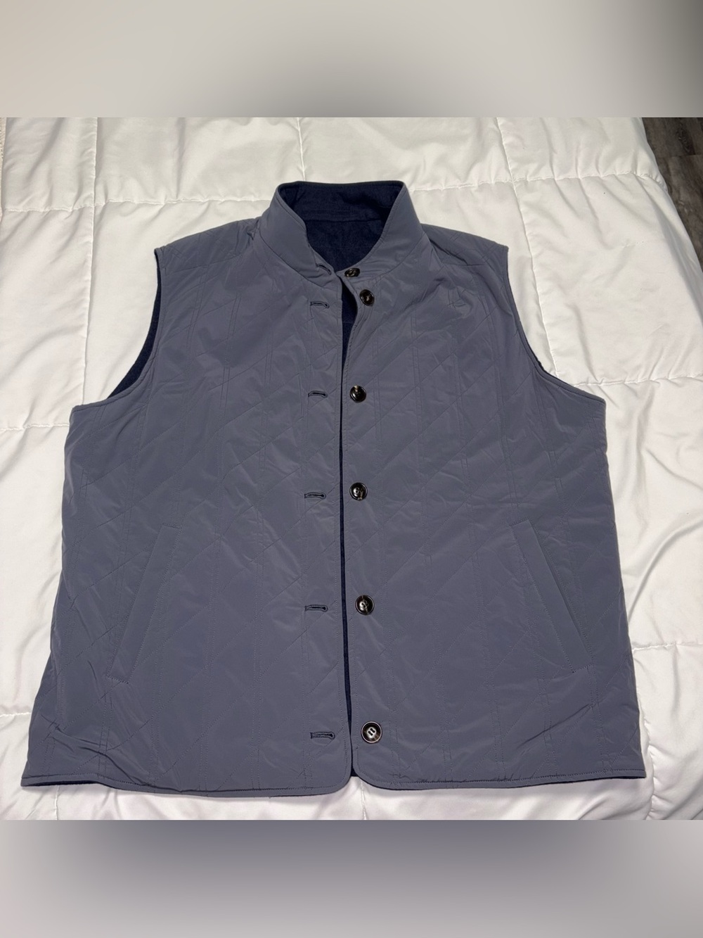 Peter Millar Reversible Cashmere Vest Size XL Navy Blue Gray Insulated Luxury